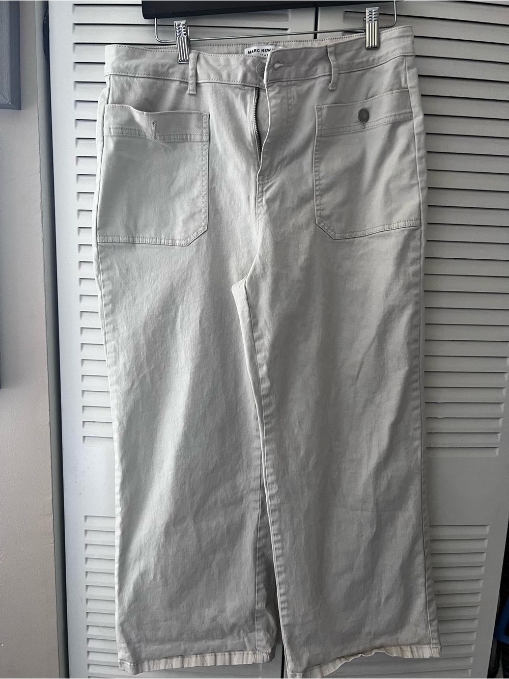Marc New York High Rise Wide Leg Crop Utility Jeans Cream Size 12
